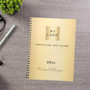 Cuaderno Logotipo empresarial dorado elegante nombre script