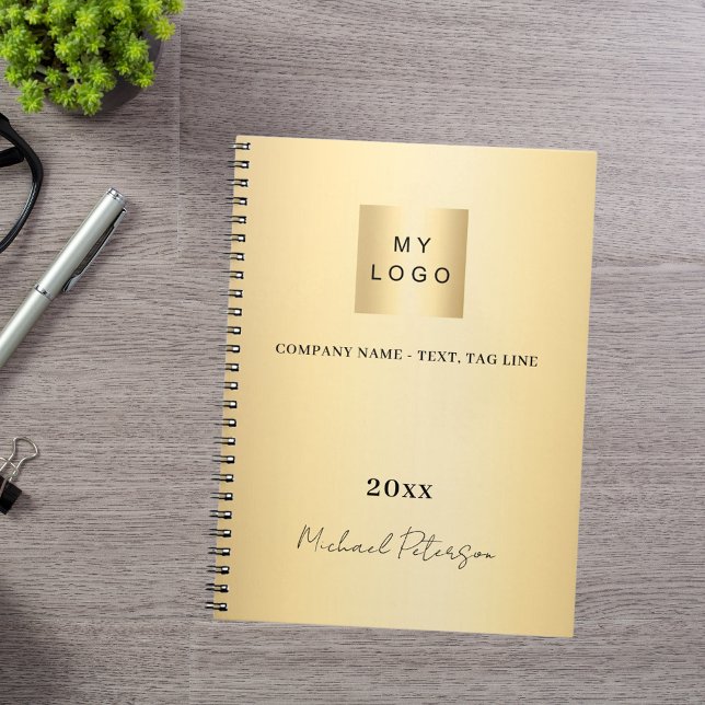 Cuaderno Logotipo empresarial dorado elegante nombre script (Subido por el creador)