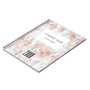 Cuaderno Logotipo empresarial elegante mármol rosa dorado p