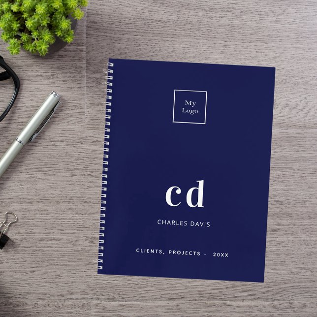 Cuaderno Logotipo empresarial iniciales monograma blanco az (Subido por el creador)