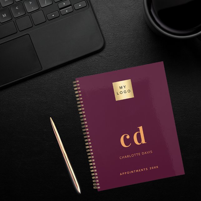 Cuaderno Logotipo empresarial iniciales monograma oro burde (Subido por el creador)