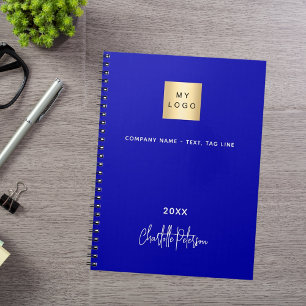 Cuaderno Logotipo empresarial monograma blanco azul real