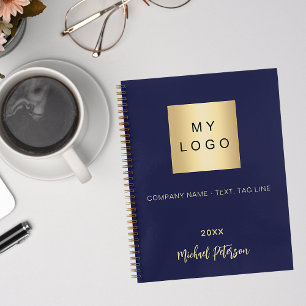 Cuaderno Logotipo empresarial monograma elegante azul marin