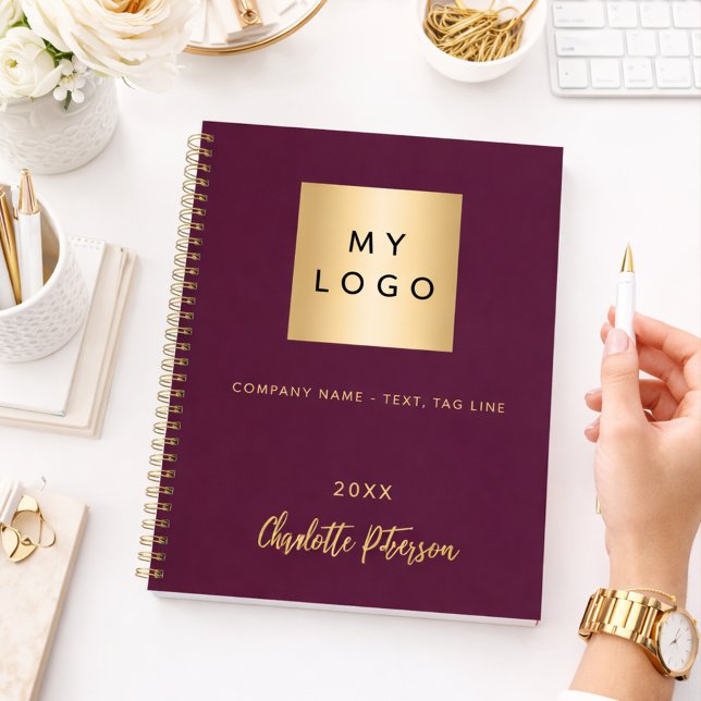 Cuaderno Logotipo empresarial morado monograma elegante (Subido por el creador)