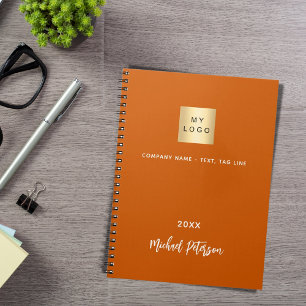 Cuaderno Logotipo empresarial naranja quemado elegante