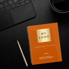 Cuaderno Logotipo empresarial naranja quemado elegante mono