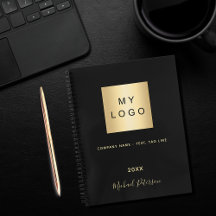 Logotipo empresarial negro dorado elegante monogra