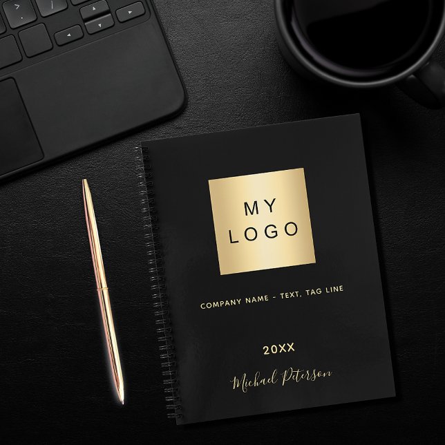 Cuaderno Logotipo empresarial negro dorado elegante monogra (Subido por el creador)