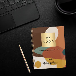 Cuaderno Logotipo empresarial patrón retro naranja marrón