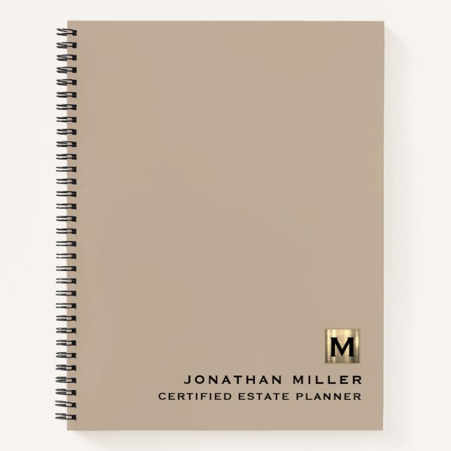 Cuaderno Logotipo inicial de Beige Luxury Gold (Anverso)
