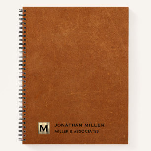 Cuaderno Logotipo inicial Sable Leather Luxury Gold