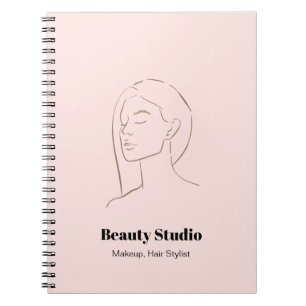 Cuaderno Logotipo minimalista de cara Belleza del pelo Maqu