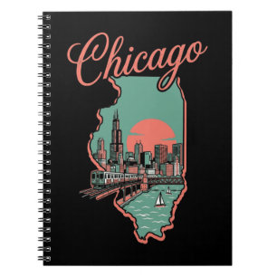 Cuaderno Logotipo minimalista de la ciudad de Chicago Illin