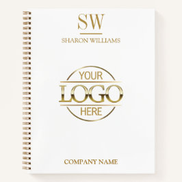 Cuaderno Logotipo mínimo de negocio Monograma blanco dorado
