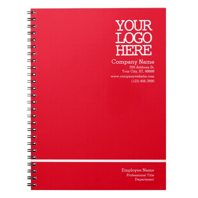 Cuaderno Logotipo moderno de la empresa roja | Empleado per (Frente)