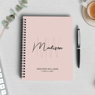 Cuaderno Logotipo moderno de monograma Consultor Rosa sonro