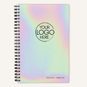 Cuaderno Logotipo moderno iridiscente holográfico de moda