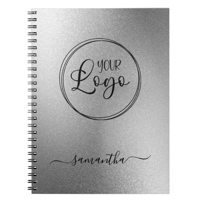 Cuaderno Logotipo personalizado con aspecto de lámina gris  (Frente)