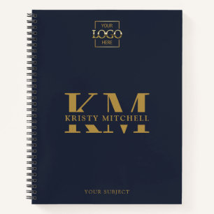 Cuaderno Logotipo personalizado de la empresa en azul marin