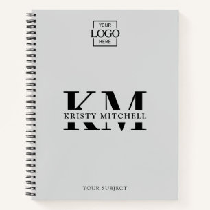Cuaderno Logotipo personalizado de la empresa gris