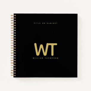 Cuaderno Logotipo personalizado de las iniciales del oro ne