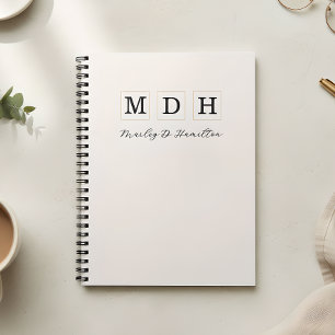 Cuaderno Logotipo personalizado de monograma de nombre con 