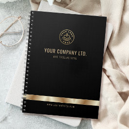 Cuaderno Logotipo personalizado elegante negro oro