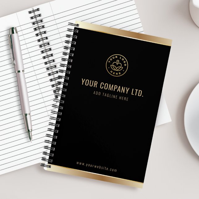 Cuaderno Logotipo personalizado elegante negro oro (Subido por el creador)