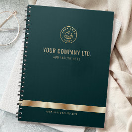 Cuaderno Logotipo personalizado Elegante Oro Verde
