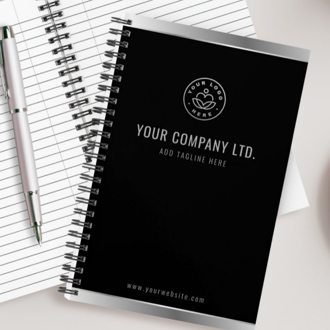 Cuaderno Logotipo personalizado Elegante Plata negra (Subido por el creador)