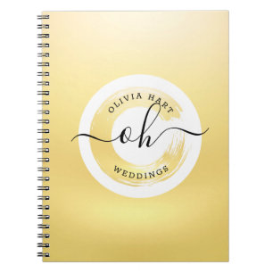 Cuaderno Logotipo personalizado minimalista dorado elegante