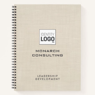 Cuaderno Logotipo personalizado simple textura crema lino b