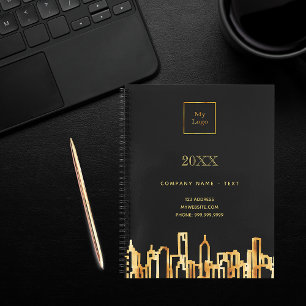 Cuaderno Logotipo profesional de negocios negros en la ciud