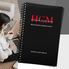 Cuaderno Logotipo profesional Monograma Rojo Negro y Blanco