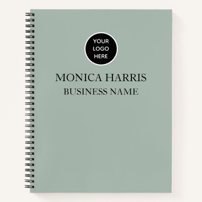 Cuaderno Logotipo profesional Sage Green Monogram Business (Anverso)