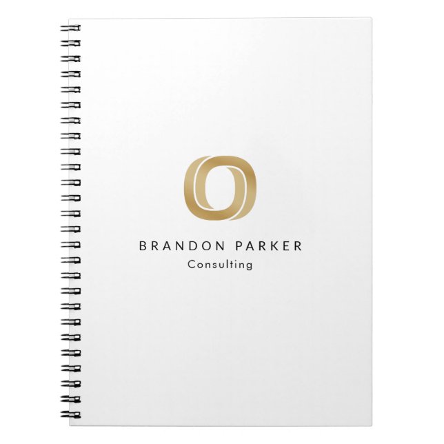 Cuaderno Logotipo profesional simple de oro Empresario (Frente)