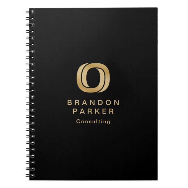 Cuaderno Logotipo profesional simple para empresas de oro e (Frente)