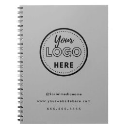 Cuaderno Logotipo promocional gris minimalista de marca pro