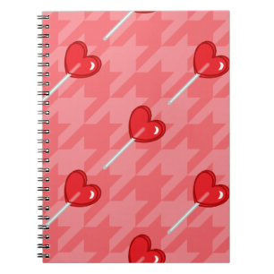 Cuaderno lollipop de corazón con hongos rosa