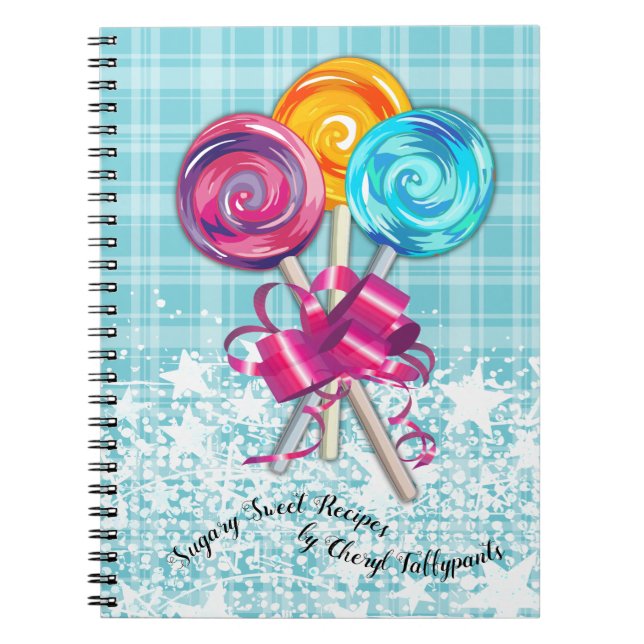 Cuaderno Lollipops receta de refrigerio de dulces para port (Frente)
