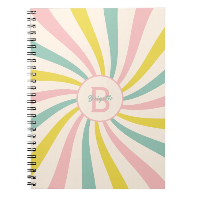 Cuaderno 'Lollypop Vibes', remolino retro pastel  (Frente)