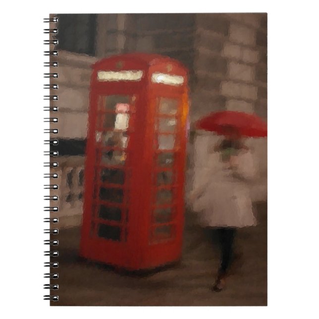 Cuaderno London Rainy Day Red Phone Box / Umbrella Notebook (Frente)