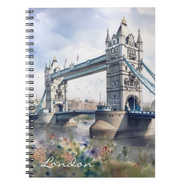 Cuaderno London Tower Bridge Travel Watercolor (Frente)