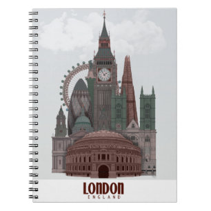 Cuaderno Londres en nubes rojas y verdes