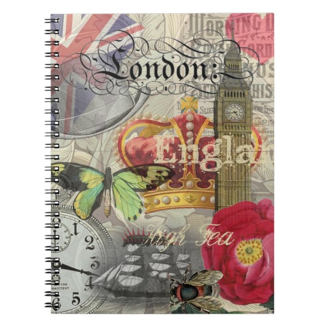 Cuaderno Londres Inglaterra Viaje Viaje Arte Viejo Europa (Frente)