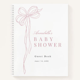 Cuaderno Long Pink Bow Ribbon Girl Baby Shower Guest Book