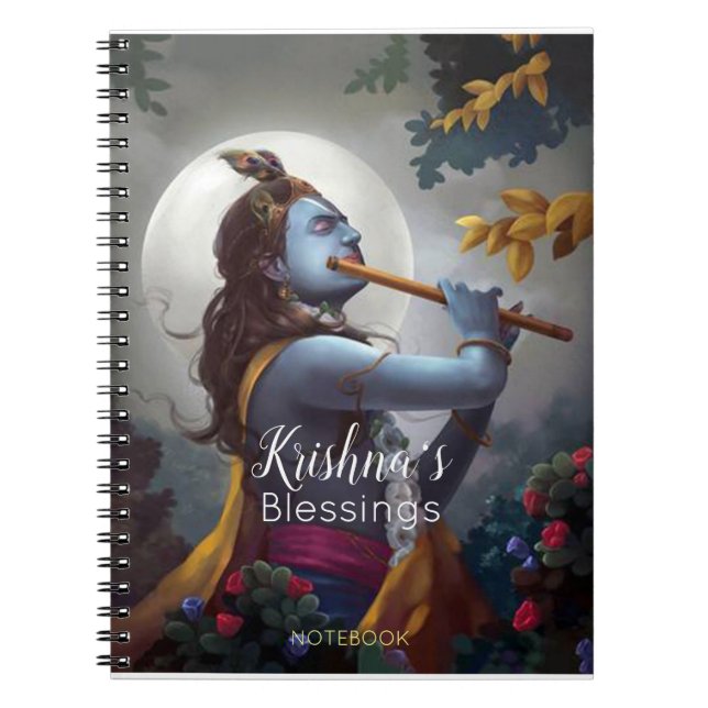 Cuaderno Lord Krishna con bendición flauta (Frente)