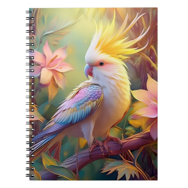 Cuaderno Loro Cacatúa Ala Irisada Ave Fantasía (Frente)