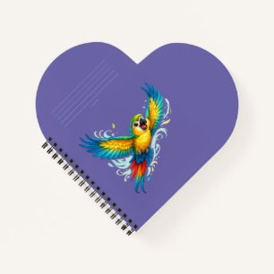 Cuaderno Loro Colorido Feliz en Vuelo Diseño de Pájaro Kawa