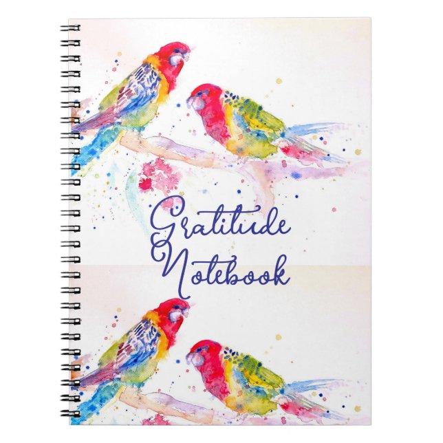 Cuaderno Loro de Rosella Rojo Diario de Gratitud (Frente)